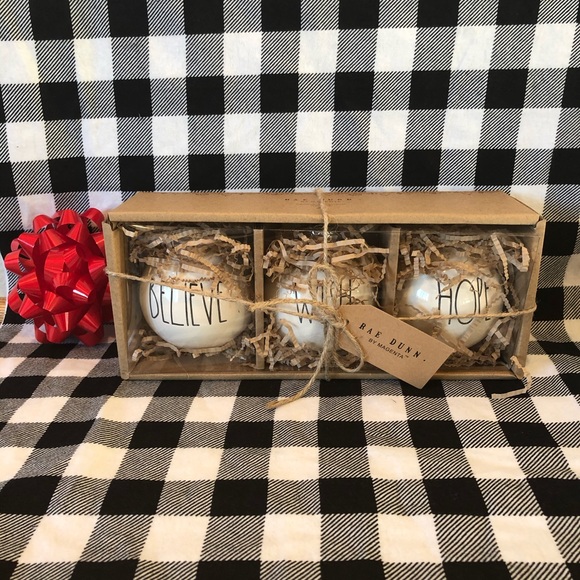 Rae Dunn Other - Rae Dunn Christmas BELIEVE WISH HOPE ornaments